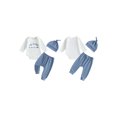 thumbnail image 3 of Cjfdfy Newborn Baby Boy Outfit Little Brother Embroidery Long Sleeve Romper Elastic Waist Pants And Hat  3-piece Set Infant Cute Coming Home Fall Winter 0-18M  ﻿, 3 of 9