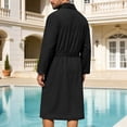 thumbnail image 6 of cllios Mens Robe Ribbed Knit Bathrobe Mid Length Lightweight Soft Knitted Bath Robe for Loungewear Sleepwear with Pockets Black L, 6 of 10