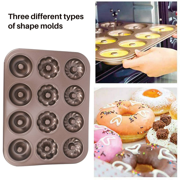 Mini Donut Cake Pan 12 Well 2Pcs (Black) - CHEFMADE official store