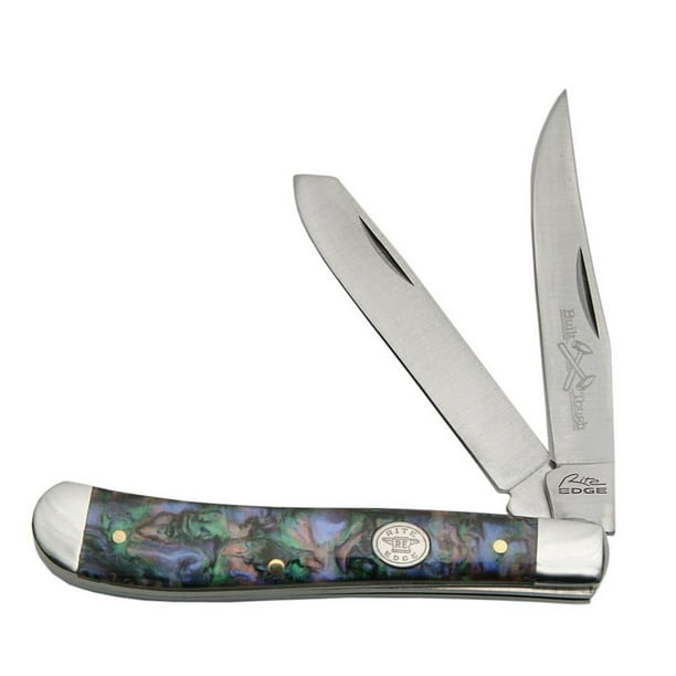 FOLDING POCKET KNIFE Rite Edge 3.75" Purple Pearl Large Classic Trapper