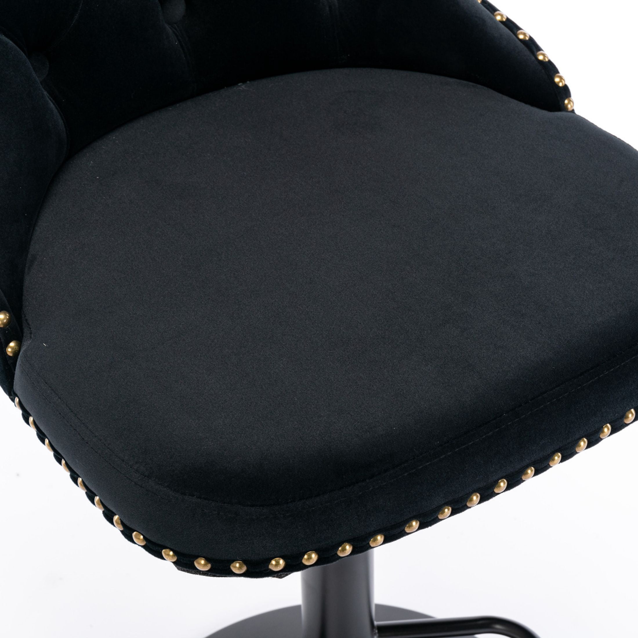 PORKISS Bar Stools, Velvet Adjustable Swivel Barstools with Back Set of 2, Modern Upholstered Kitchen Island Chairs with Tufted for Home Bar, Black