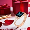 thumbnail image 2 of Correas para Apple Watch de 38 mm, 40 mm y 41 mm para mujer, serie 9, 8, 7, 6, 5, 4 SE, correa de metal brillante, elegante y bonita, correa de oro rosa, 2 of 5