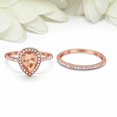 thumbnail image 6 of HeartsAndYou 2ct Natural Morganite & Diamond Engage Ring Bridal Set Halo 14k SOLID Rose Gold, 6 of 9