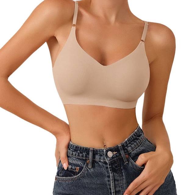 Women's Comfort Lightly Lined Seamless Wireless Triangle Bralette - Full Back Coverage, Posture Support