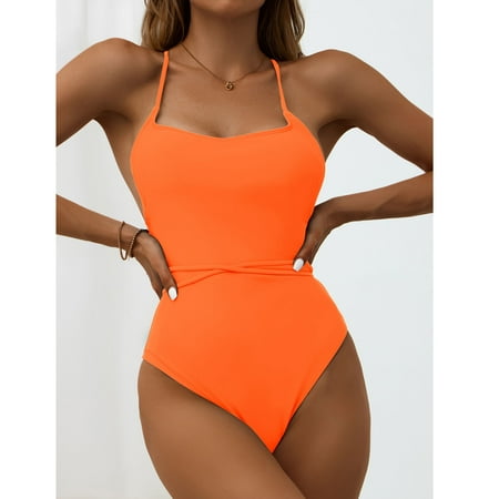 

Wenini Bodysuit for Women One-piece Clearance Spaghetti Straps Sexy Basics Versatile Solidleisure Solid Color Slim Sleeveless Bodysuit Chest Cushion Comfortable Shapewear out Bra Underwear