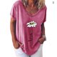 thumbnail image 1 of Minnieouse Camiseta de mujer con cuello en V y estampado de flores, manga corta, tela suelta Prendas para la parte inferior del cuerpo Rosa S Minnieouse AP002134-41, 1 of 3