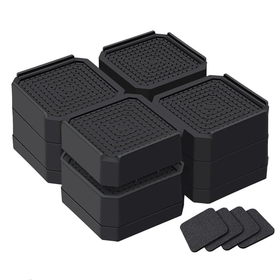 TKYHRMAS Bed Risers Heavy Duty, Adjustable Furniture Riser Blocks Lifting 1.5, 3 inches for Couch Table Sofa Chair Legs and Refrigerator, Lift up to 4000 lbs (Black, 4 Packs )