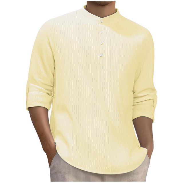 Dagugfen Plus Size Shirts for Men Striped Long Sleeve Button V Neck Slim Lightweight Casual Work Tops