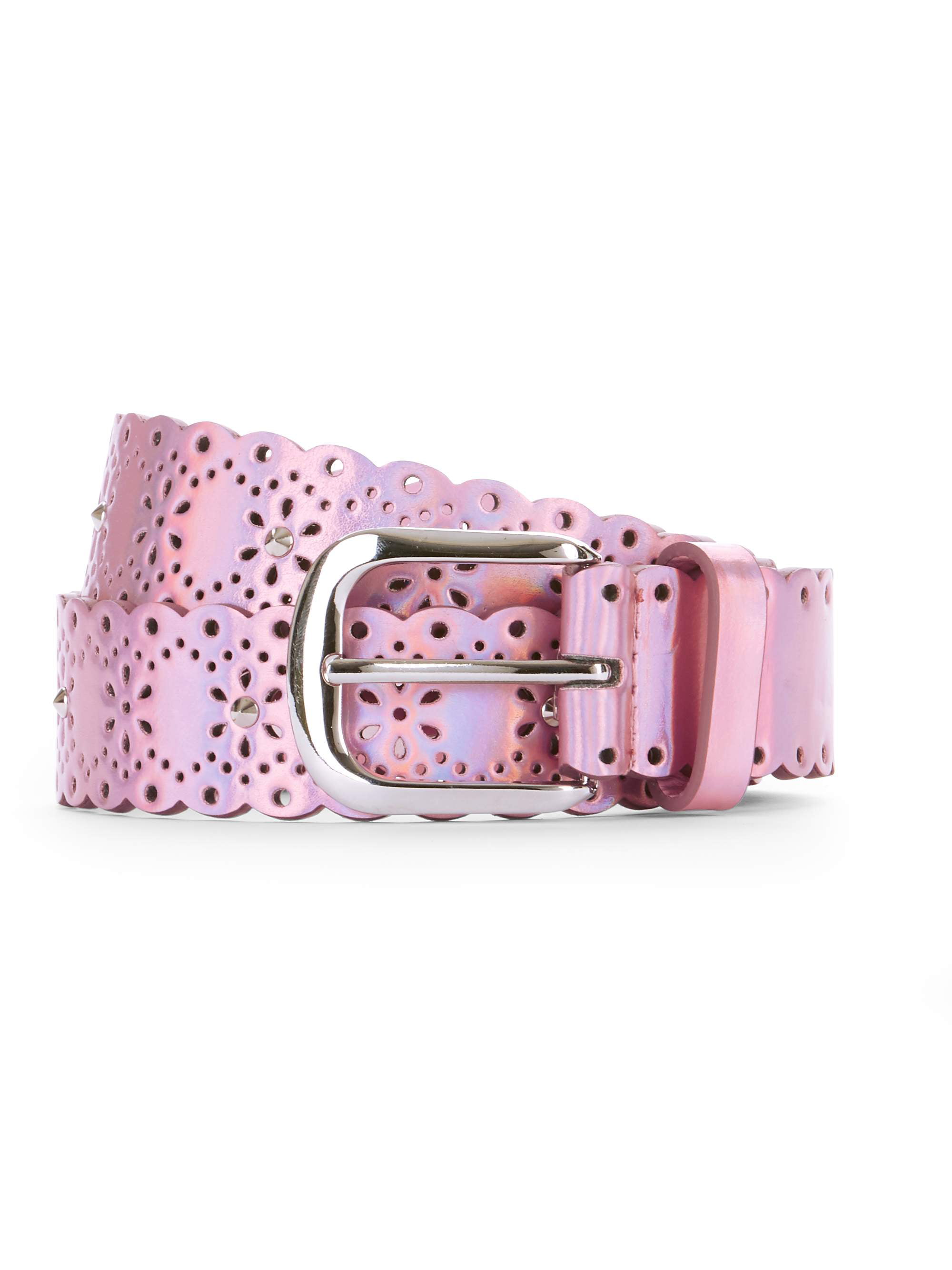 Women's Pink Iridescent Perforated Belt - Walmart.com