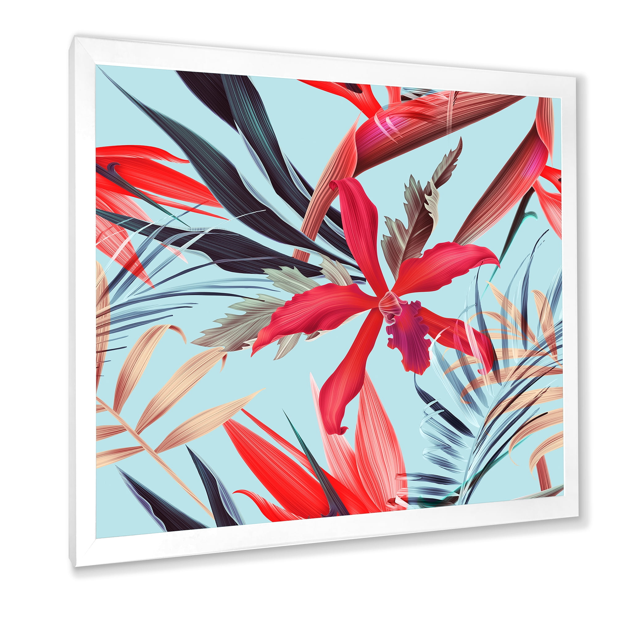 Designart 'VIntage Tropical Flowers IV' Traditional Framed Art Print