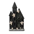 thumbnail image 2 of Liamobondopolis Black Haunted House Resin Figurine with Smiling Ghosts and Skulls for Halloween Tabletop Fireplace Mantel Gothic Spooky Decor 9.84 In, 2 of 7