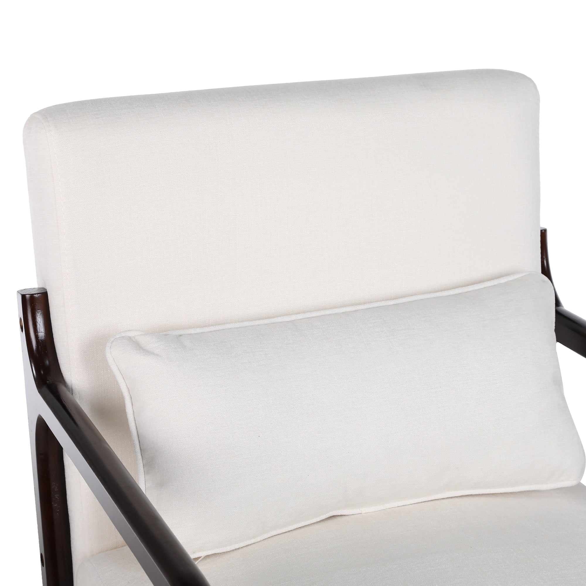 PORKISS Accent Chair Mid Century Modern Arm Chair with Wood Frame and Pillow, Corduroy Reading Armchair for Bedroom Living Room Office, Beige + Brown