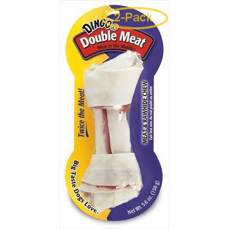 Double Treats - Dingo Double Meat Rawhide & Meat Chew Bone Large - 8.5 (1 Pack) - Pack of 2