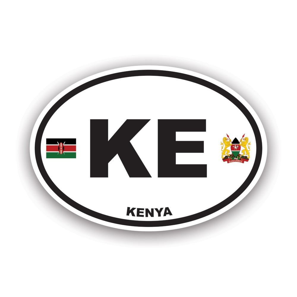 Kenya Oval Sticker Decal Self Adhesive Vinyl Weatherproof Made in USA kenyan flag