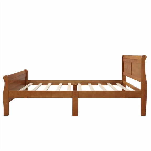 Dtwnek Twin Size Wood Platform Bed Frame with Headboard/Footboard/Wood Slat Support, Bed Frame for Living Room, Bedroom