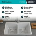 thumbnail image 5 of 33" x 22" Quartz Kitchen Sink, Double Bowl Sink, Drop-in Sink, Undermount Sink, Granite Kitchen Sink, Galaxy White Kitchen Sink, with Grids, Basket Strainer and Flange Lexicon Platinum LP-800TM-W, 5 of 8