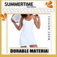 thumbnail image 4 of Qarigey Vestidos deportivos para mujer Ropa deportiva Traje de baile Sin mangas Ropa de secado rápido Vestido de tenis de golf de color sólido para Vestidos Blanco L Qarigey AP011460-03, 4 of 6