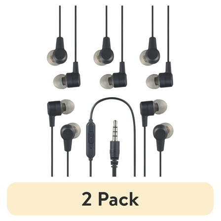 onn 5-Pack Wired Earbuds, Multicolor