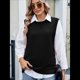thumbnail image 5 of Suéteres de Punto para Mujer, Cuello Redondo, Lazo, Color Liso, Botones y Abertura Lateral, 2025 Negro M, 5 of 9