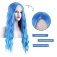 thumbnail image 3 of Peluca azul Peluca ondulada natural larga Peluca azul ondulada de agua sintética Peluca de fibra resistente al calor para fiesta diaria de Halloween Cosplay, 3 of 5