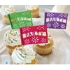 Set Of 18 Multi-Colored Mini Mexican Paper Papel Picado Banner Flag Felt Banderitos Fiesta Decorations Cupcake Topper (Party)