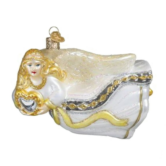 Old World Christmas Angel with Heart Glass Ornament for Holiday Tree