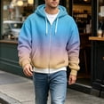 thumbnail image 2 of RUTAYY Men's Zip Hoodie Long Sleeve Loose Fit Waffle Fabric Gradient Design Daily Sweatshirt Sky Blue, 2 of 4