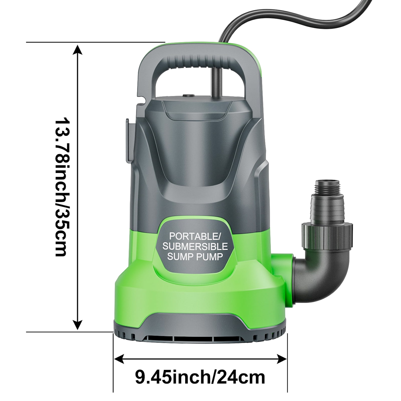 Sump Pump 1.1HP Submersible Water Pump 4700GPH Electric Portable Transfer Water Pump for Pool Draining Basement Green