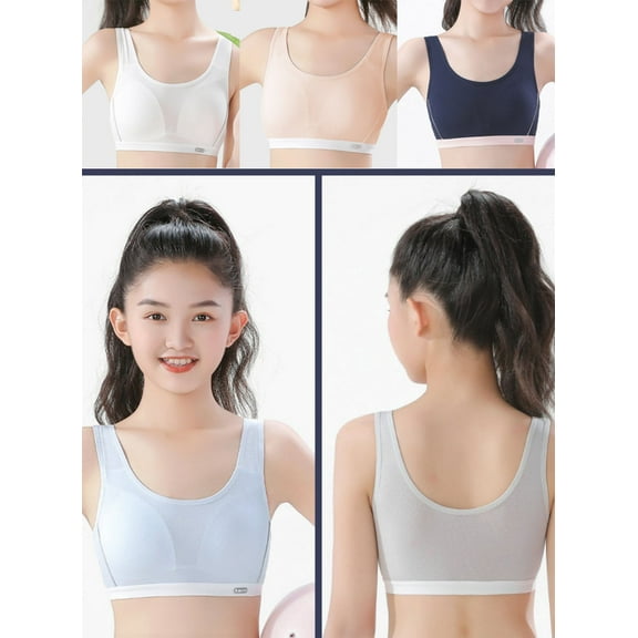 Girls Training Bras - Sports Bra Crew Neck Yoga Bra for Teens Comfort Dance Crop Underwear Top