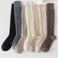 thumbnail image 4 of Telankuip Women's Pattern Knee-High Socks Autumn and Winter Long Oatmeal Color Thickened Wool Warm Calf Socks Casual Warm Comfortable High Stockings Brown One Size, 4 of 4