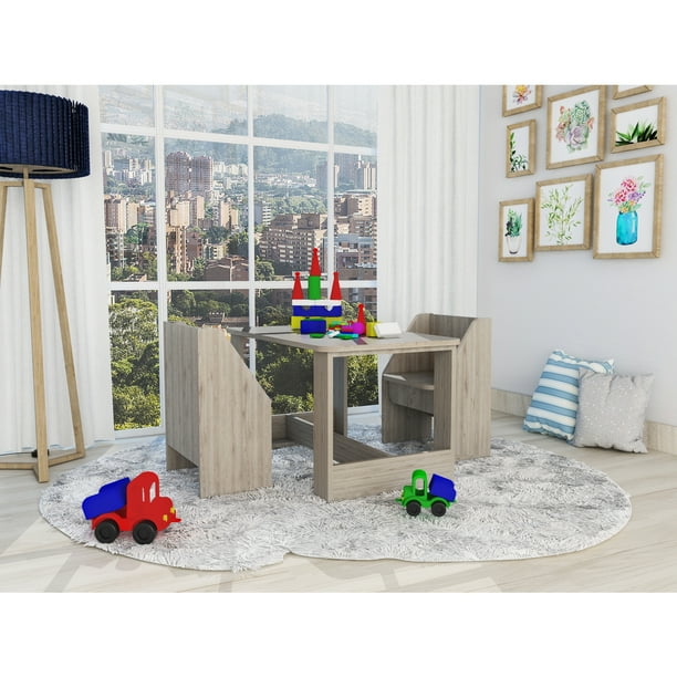 Tuhome Childran Activity Table Set With Benches Light Grey Com Tuhome Childran Activity Table Set With, Childrens Wooden Table And Chairs B M W S