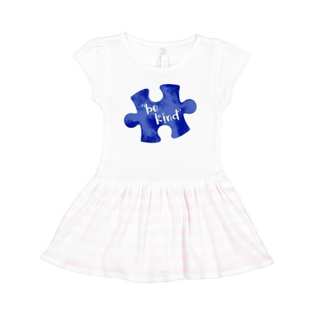 

Inktastic Autism Awareness Be Kind Dark Blue Puzzle Piece Gift Toddler Girl Dress