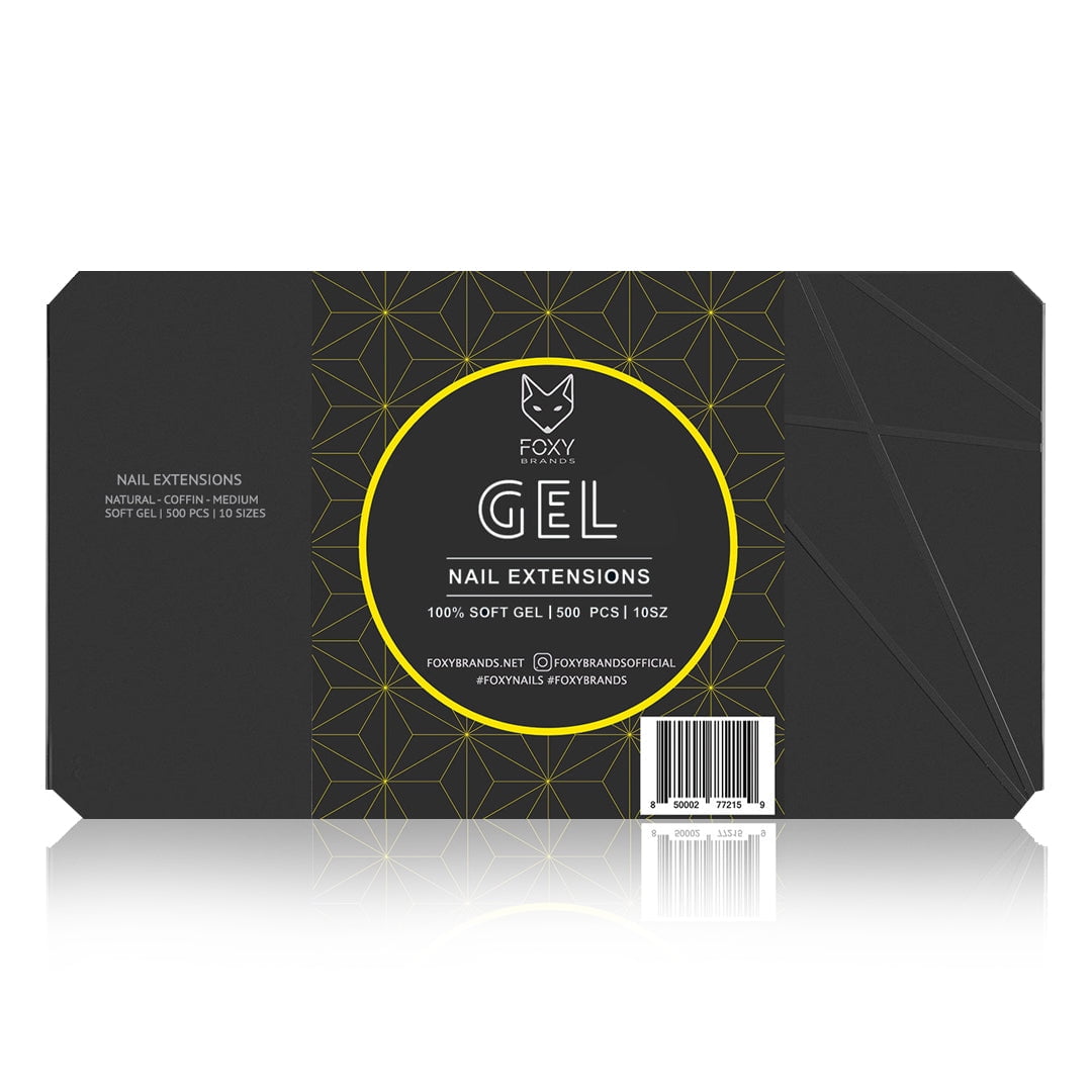 Foxy Gel Tips - Natural Medium Coffin Gel Filled Tips
