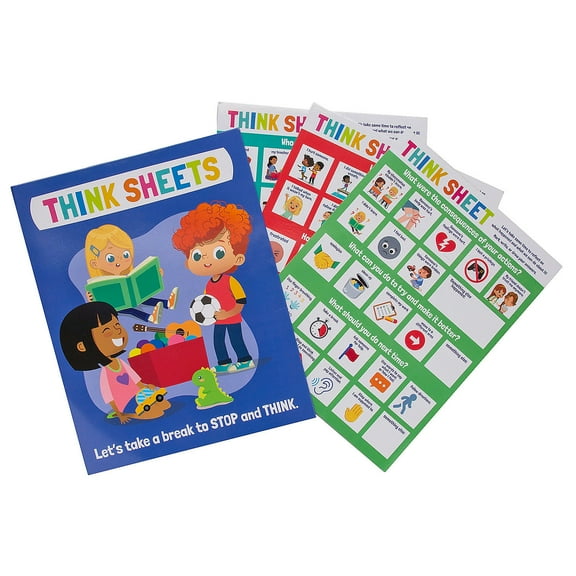 9 1/2" x 12" Social Emotional Learning Dry Erase Think Sheets Set - 4 Pc.