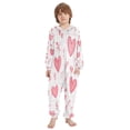thumbnail image 2 of Soft Big Kids Onesie Pajamas Cozy Loose-Fit Jumpsuits for kids with Pockets for Christmas Lounge & Play Pink Heart, 2 of 8