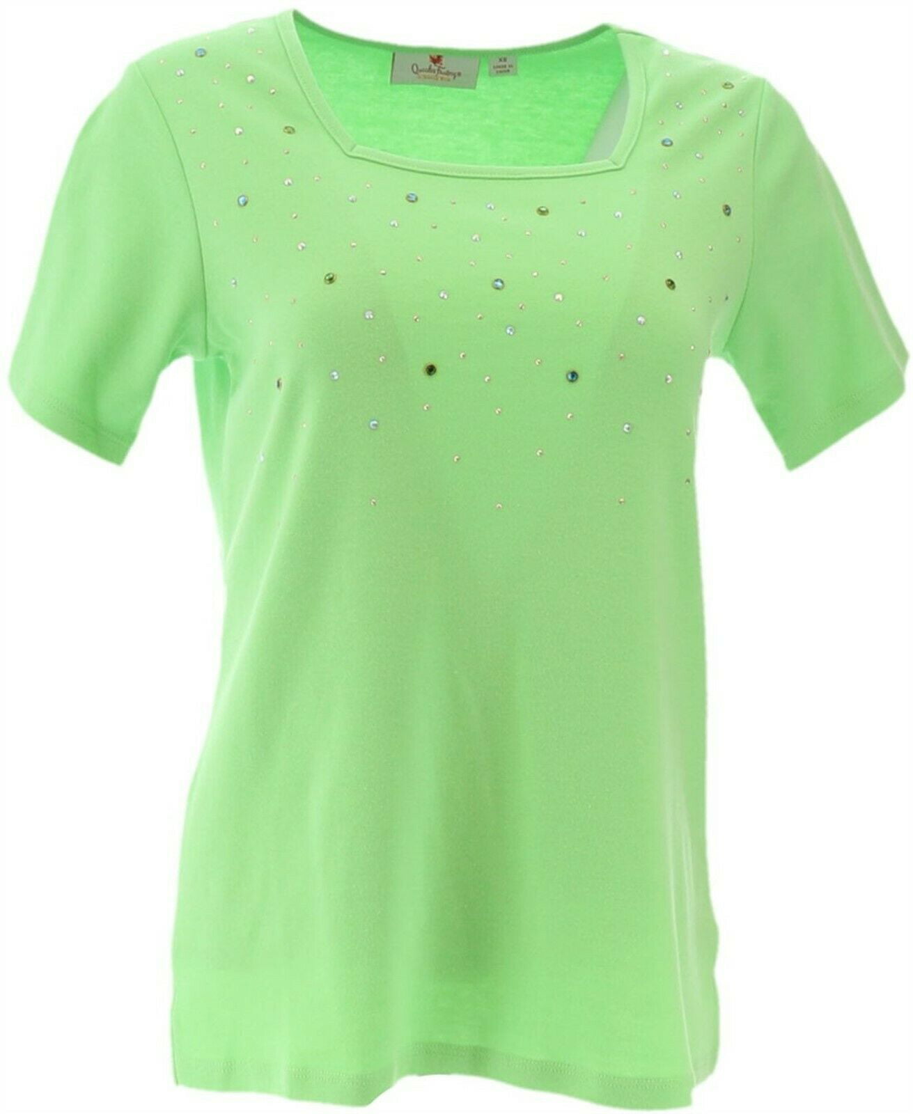 Quacker Factory 2 Summer Sparkle T-shirts Seashell Pink XXS NEW A276853 