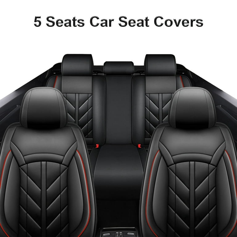 for Chevy Cobalt Malibu Tracker Prizm Impala Car Seat Cover 2000 2024 5 Seats Waterproof PU Leather Seat Cushion Protector Front Rear Full Set Black