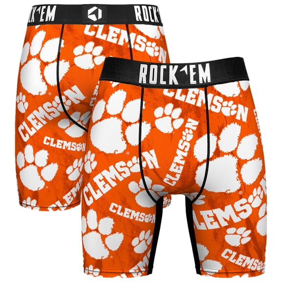 Men's Rock Em Socks Orange Clemson Tigers All Over Logo Boxer Briefs