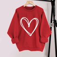 thumbnail image 6 of Women Heart Print Sweatshirt Spring Autumn Women Sweatshirt Heart Print Pure Color Round Neck Loose Long Sleeves Pullover Valentines Day Top Fall Long, 6 of 8