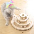 thumbnail image 3 of Juguete para gatos, palo divertido para gatos, juguete interactivo con plumas, tocadiscos de madera para gatos, bola de pista circulante, 3 of 5