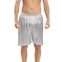 SWSMCLT Men's Soft Underwear Cool Casual Mid Rise Loose Fit Fall Thin Satin Pajama Shorts Boxers Shorts Sleeping Sleepwear Silk Flower 36