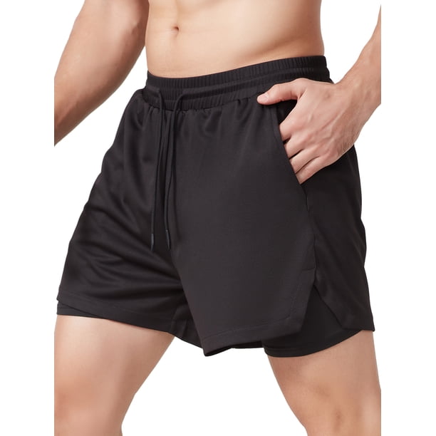 Shorts para hombre Pantalones cortos deportivos para hombre con forro 2 en 1 con bolsillos Trabilla Meterk Shorts para hombre