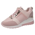 thumbnail image 3 of Junboys Womens Fashion Platform Casual Sneakers - Wedge Lace-Up Tennis Shoes for Comfort Daily Style,Pink 36, 3 of 6