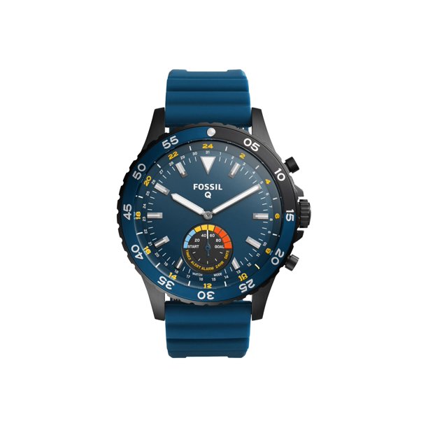 Fossil Q Crewmaster - 46 mm - black - smart watch with strap - silicone - blue - wrist size: up