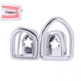 thumbnail image 3 of Grillete doble de hip hop chapado en oro de 18 quilates con dos dientes caninos y tapas individuales Plata, 3 of 8