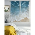 thumbnail image 3 of Wave Effect Modern Art Sheer Curtains 63 Inches Long 2 Panels Abstract Blue Beach Light Filtering Semi Sheer Window Curtains Drapes for Bedroom Living Room 52"x63", 3 of 7