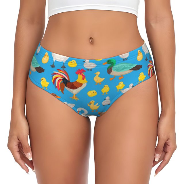Fotbe Rooster And Chickens Calzones Estampados para Mujer – Ropa Interior de Algodón, Cómoda, Suave y Elástica-4X-Large