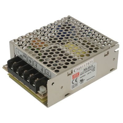 Mean Well RS-35-15 Power Supply, Single Output, 15 Volt, 2.4 Amp, 36 Watt, 3.9" L x 3.2" W x 1.4" H, Silver