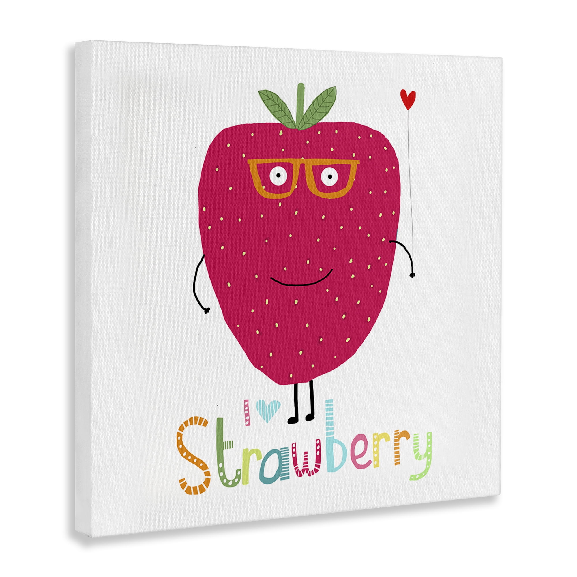 Stupell Industries Fun Smiling Strawberry Food & Beverage Painting Wrapped Canvas Art Print Wall Art, 24 x 24