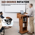 thumbnail image 4 of Vakiorn Mobile Wooden Podium 43 inch Height Adjustable Crank Handle Workbench Storage Privacy Baffles Lockable Casters for Church School Speech, 4 of 7